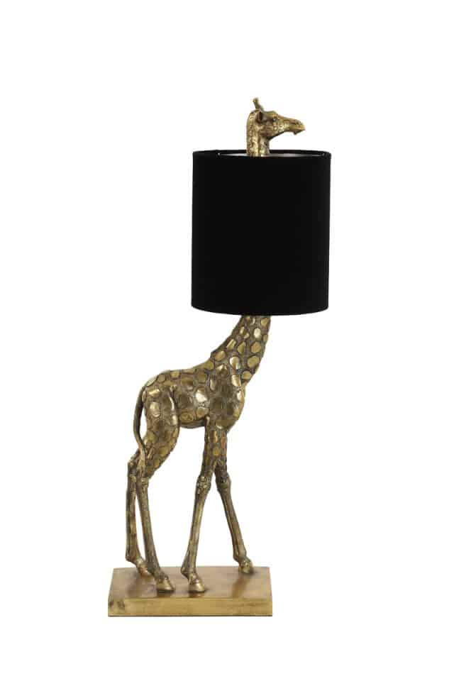 Tafellamp Giraffe 8211 26x16x61 Cm 8211 Antiek Brons Velvet Zwart 8211 Rhb Home Amp Living