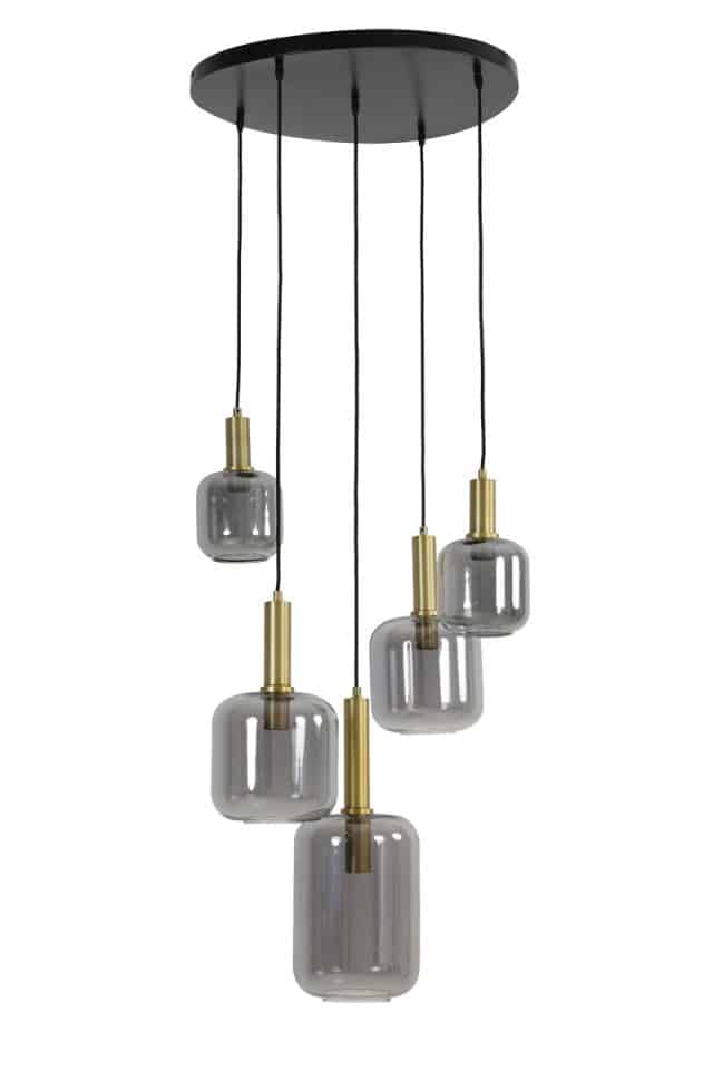 Hanglamp Lekar 8211 66 215 80 Cm 8211 Antiek Brons Smoked Glas 8211 Rhb Home Amp Living