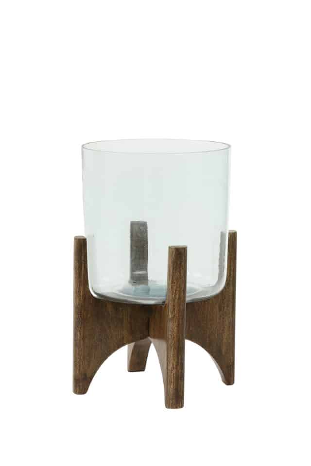 Vase auf Sockel Jace 8211 22 5 215 33 5 Cm 8211 Glas Holz Braun 8211 Rhb Home Amp Living