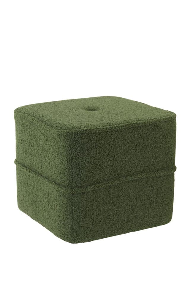 Poef Kiki 8211 40x40x35 Cm 8211 Teddy Dark Olive Groen 8211 Rhb Home Amp Living