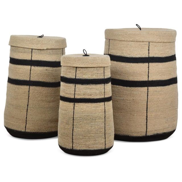 Opjet Laundry Baskets Natural Black Set Of 3