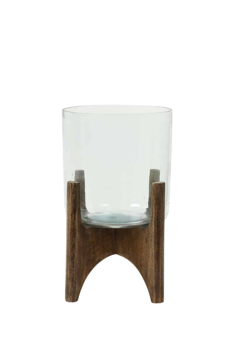 Vase auf Sockel Jace 8211 22 5 215 33 5 Cm 8211 Glas Holz Braun 8211 Rhb Home Amp Living