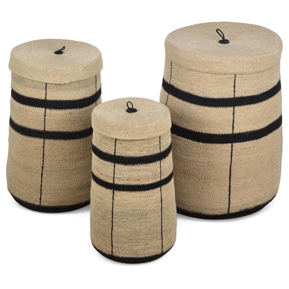 Opjet Laundry Baskets Natural Black Set Of 3