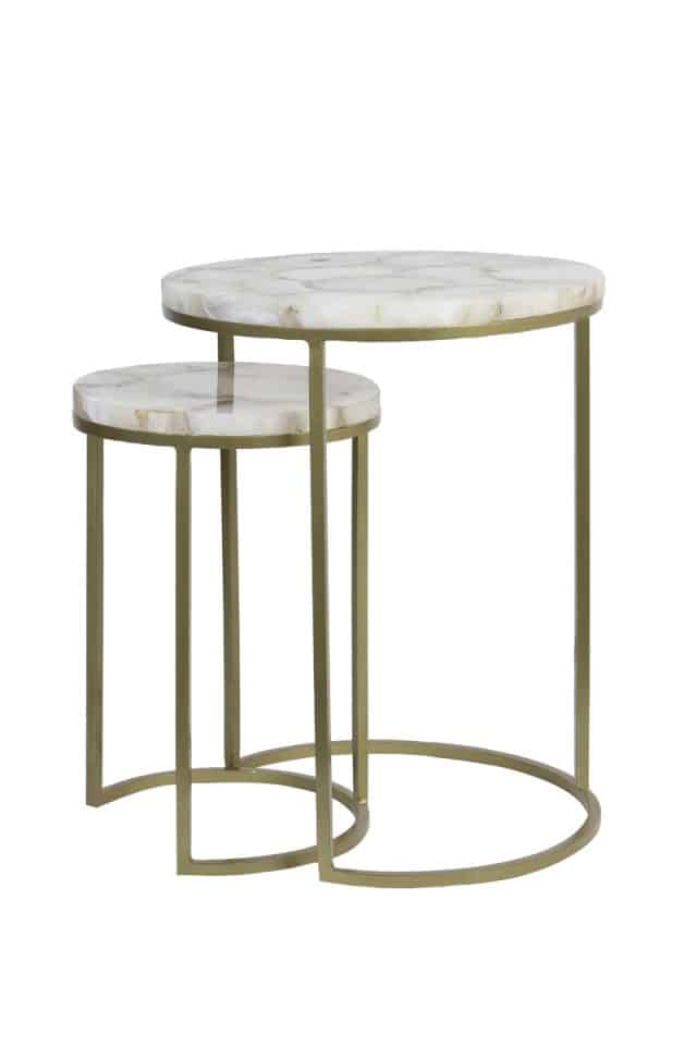 Bijzettafel Set Van 2 8211 28 215 42 41x50cm 8211 Axat 8211 Agate 8211 Antique Bronze Rhb Home Amp Living