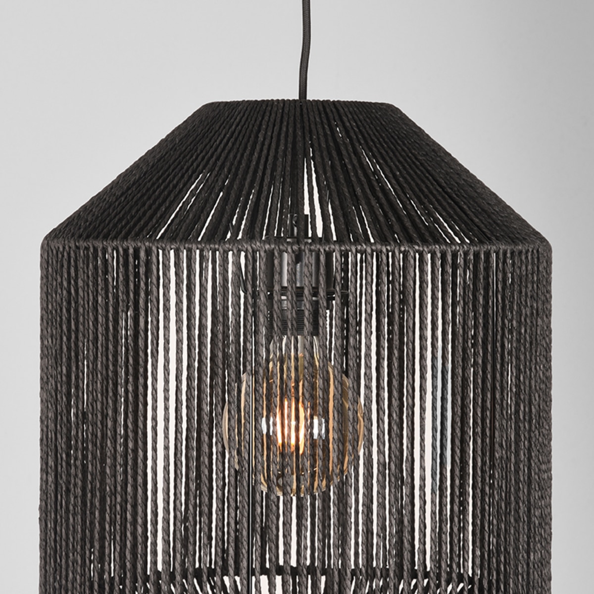 Hanglamp Ibiza 8211 Zwart 8211 Jute 8211 1 Lichts Cilinder 8211 Rhb Home Amp Living