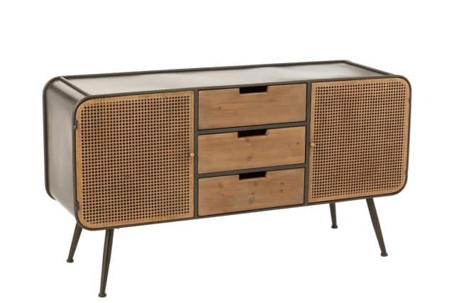 Kast 8211 3 Laden Midden 8211 Metaal Hout 8211 Zwart Natuurlijk 8211 Rhb Home Amp Living