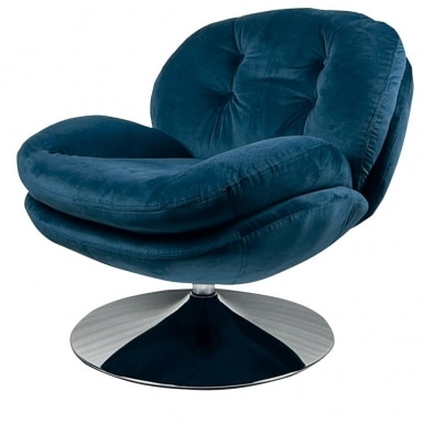 Draaibare Fauteuil 8211 Nuage Blauw Fluweel 8211 Rhb Home Amp Living